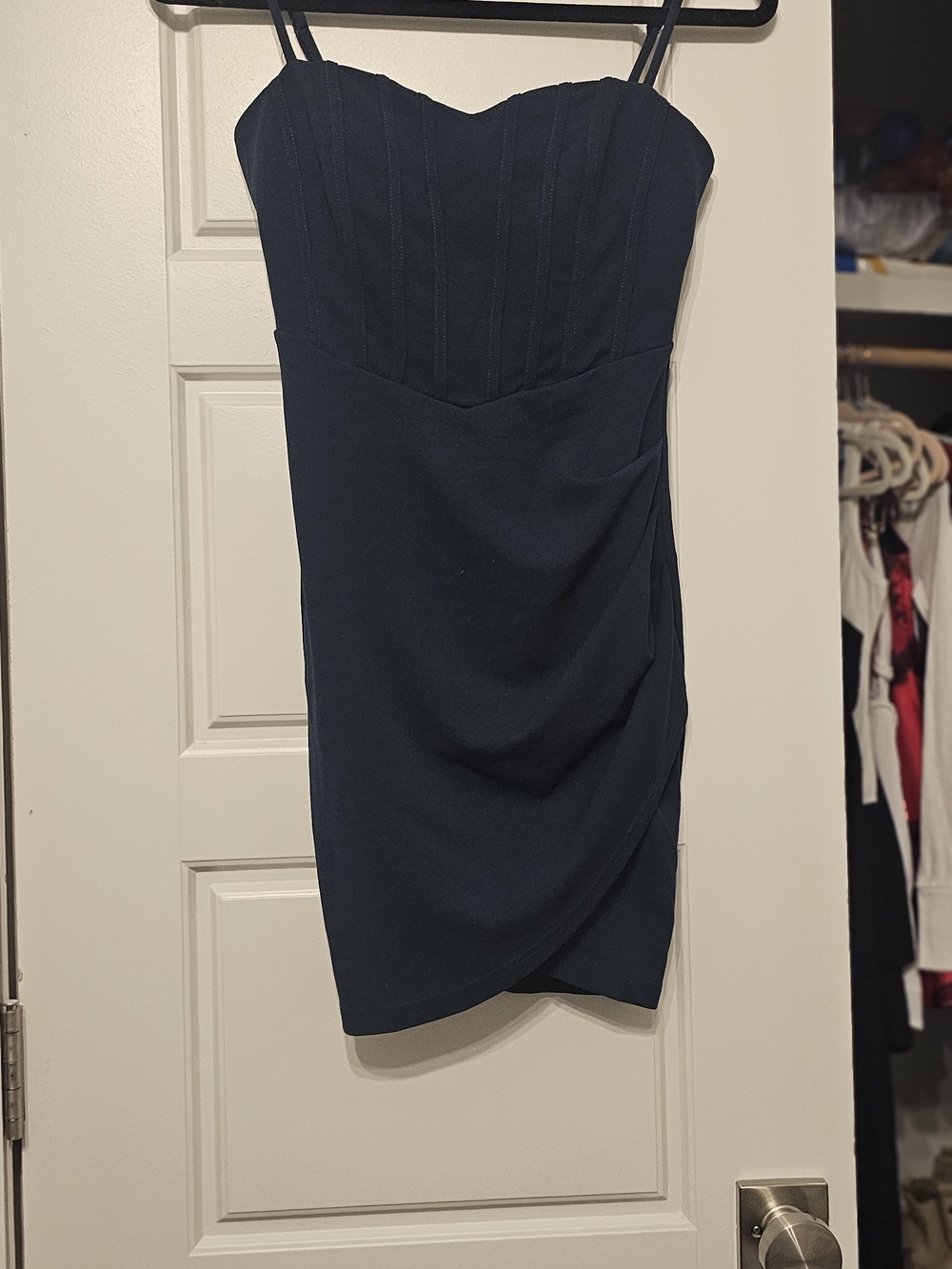 Windsor Navy Sweetheart Drape Mini Dress